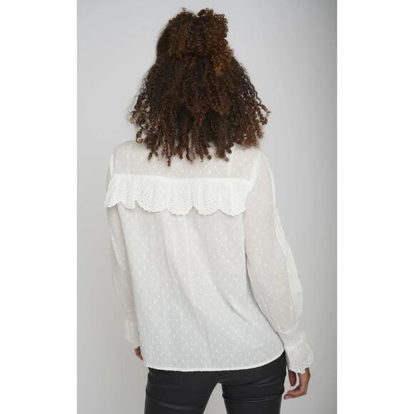 RINO & PELLE Marlot Cotton Lace White Frilly Blouse Size 38/ US 6 - Picture 3 of 9